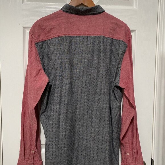 Frank & Oak Men's Button Up Shirt Textured XXL Gray Red - Picture 7 of 12